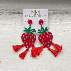 Neiman Marcus Strawberry Fringe Novelty Earrings for Pierced Ears NWT